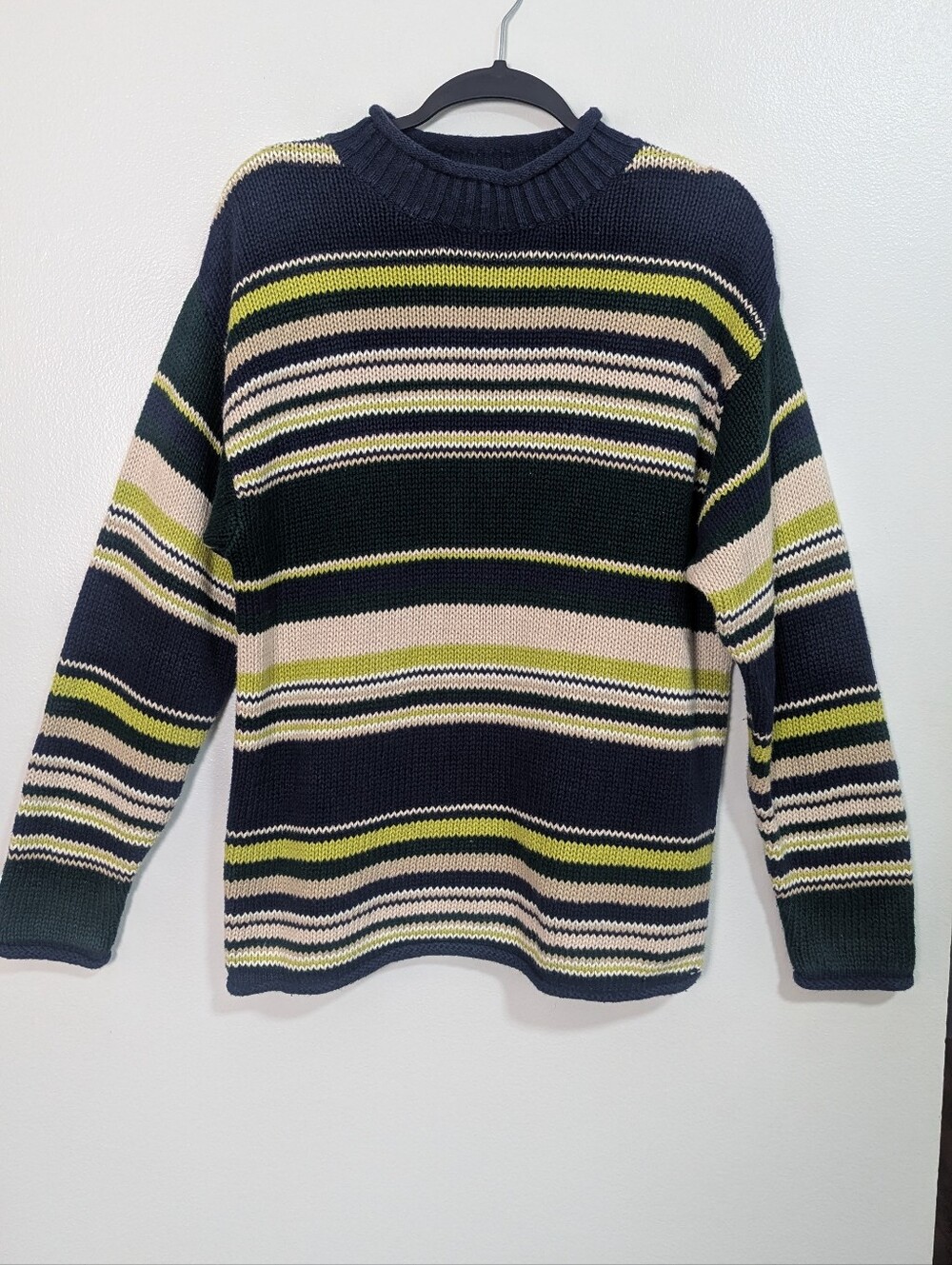 Vintage 90s Y2K Limited Too Girls XL/16 Ramie Cotton Striped Chunky Knit Sweater